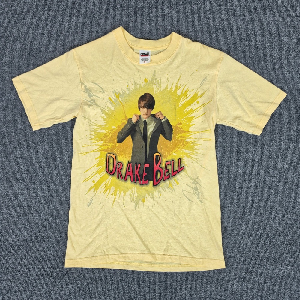 Vintage Y2K 2000s Drake Bell Graphic T Shirt Yellow Men's Size Small Anvil